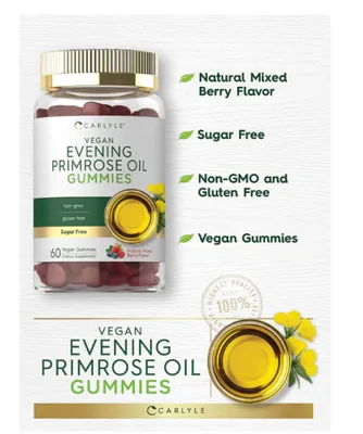 Óleo de Prímula 500mg, 60 gomas  Sabor de Frutas Silvestres, Carlyle