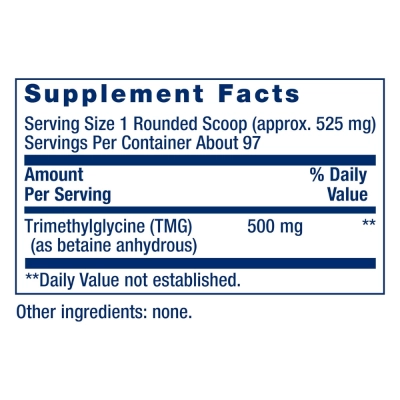 Trimetilglicina Pura em Pó 50g, Suporte Cardiovascular, Life Extension
