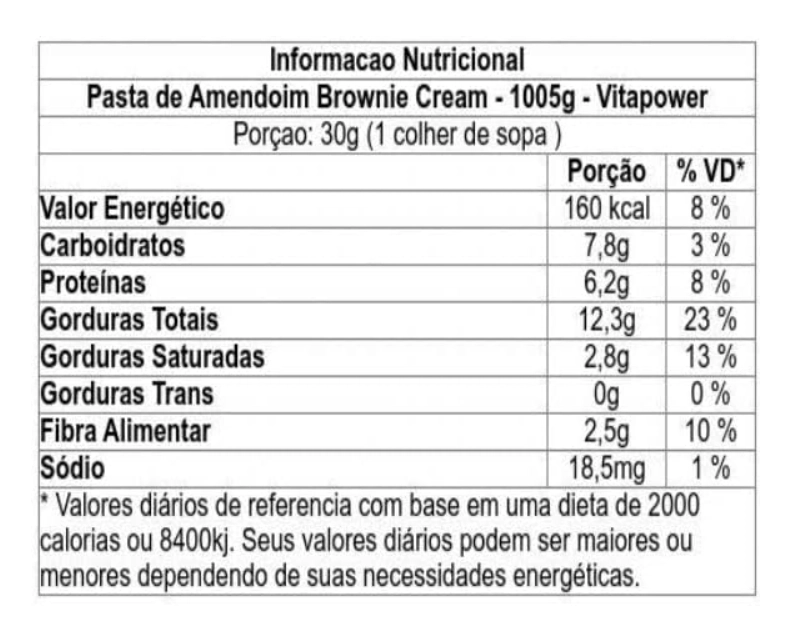 Vitapower Pasta de Amendoim Gourmet, 1.005g Sabor Brownie Cream, Vitafor