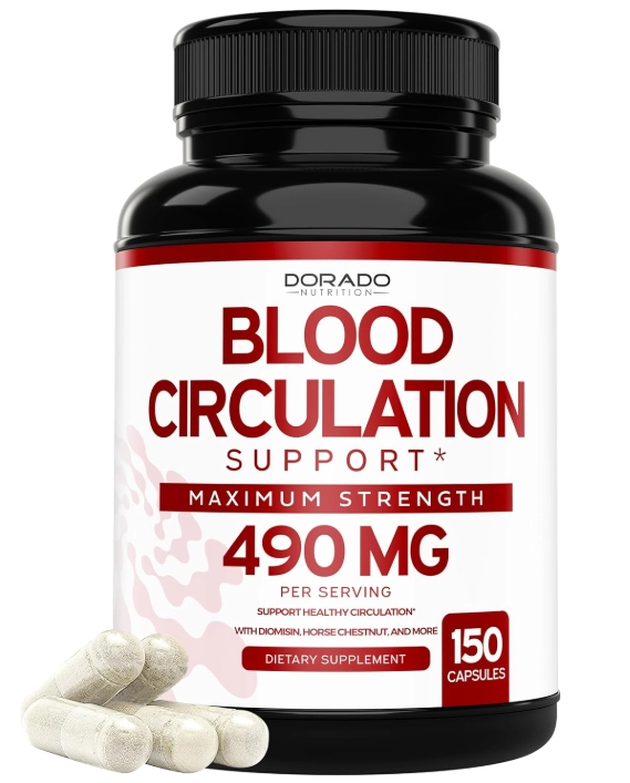 Blood Circulation, Suplementos para Circulação Sanguínea 490mg, 150 Cápsulas, Dorado