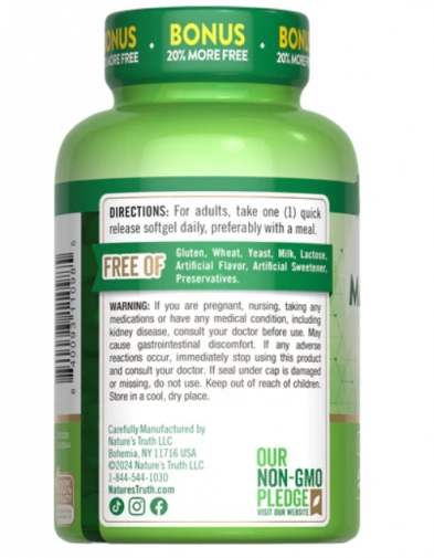 Magnésio 400mg, Extra Forte, 72 Cápsulas, Nature's Truth