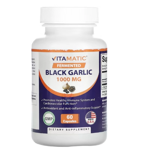 Fermented Black Garlic, Alho Negro Fermentado 500mg, 60 Cápsulas, Vitamatic