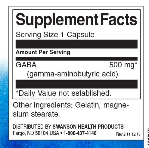GABA 500mg, 100 Cápsulas, Swanson