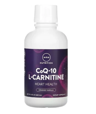 Coenzima CoQ10 100mg e L-Carnitina Líquida, Sabor Laranja e Baunilha, 480ml, MRM