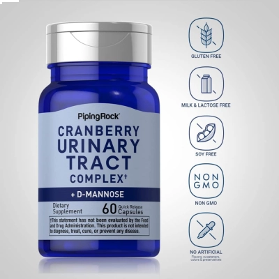Cramberry Urinary Tract Complex + D-Mannose,  60 Cápsulas - Piping Rock
