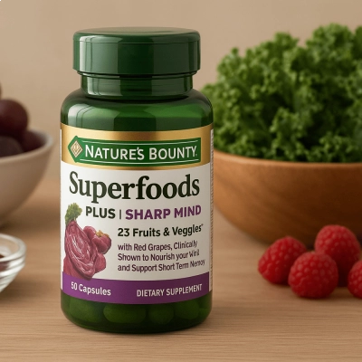Superfoods Plus + Mente Sharp, 30 Cápsulas - Nature's Bounty