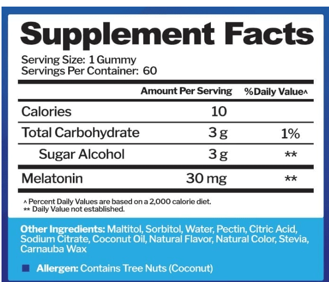 Melatonina 30mg, 60 Gomas Sabor Morango, Just Nutrients