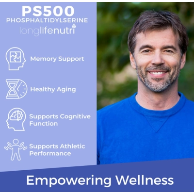 Phosphatidylserine 500mg, Fosfatidilserina  Suplemento Nootrópico para o Cérebro, 180 Cápsulas, LongLifeNutri 