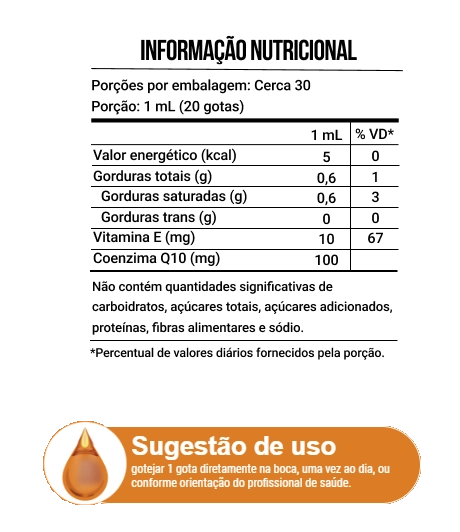 Coenzyme Q10 Pure Drops, Coenzima CoQ10, 30ml Sabor Tangerina, Endogen