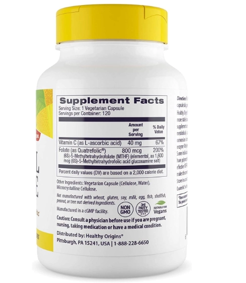 Methyl Folate 800mcg, 120 Cápsulas, Healthy Origins