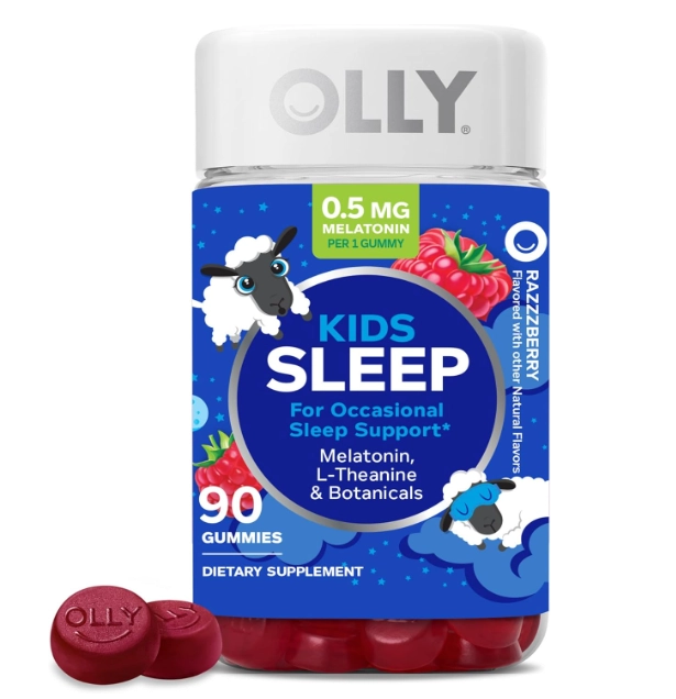 Kids Sleep, Com L-Teanina, Melatonina 0,5mg, 90Gomas Sabor Framboesa, OLLY