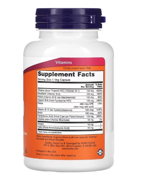 Vitamina B-100, 100 Cápsulas, Now
