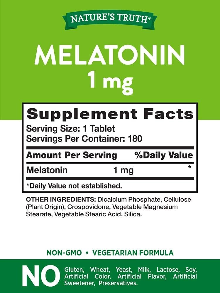 Melatonina 1mg, 180 comprimidos, Nature's Truth