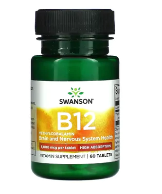Vitamina B12, 5000mcg, 60 comprimidos, Swanson