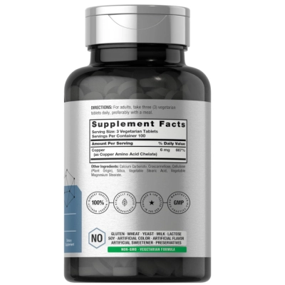 Chelated Copper, Cobre Quelatado 6mg, 300 Comprimidos, Horbäach