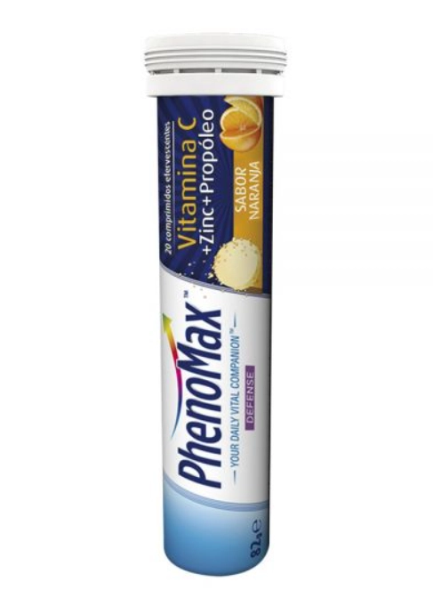 Vitamina C + Zinc + Propoleo, 20 comprimidos Efervecentes, Phenomax