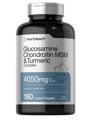 Glucosamina e condroitina com MSM, Cúrcuma e Boswellia, 4050mg, 180 Cápsulas, Horbaach