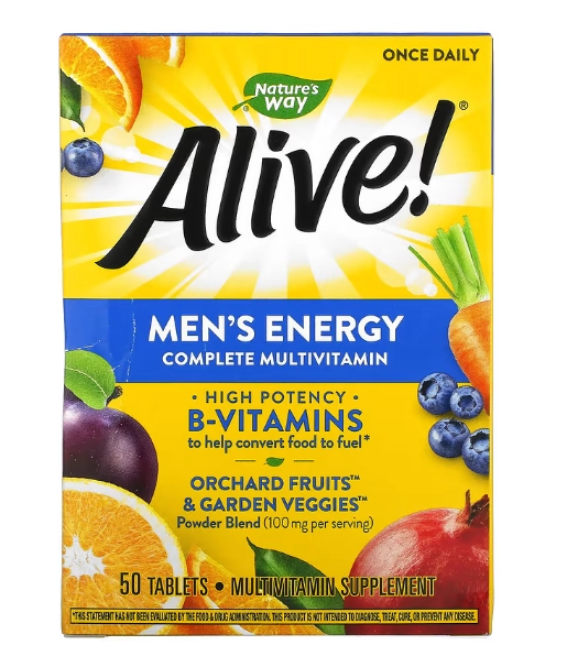 Alive, Multivitamínico Completo Masculina, 50 Comprimidos, Nature's Way