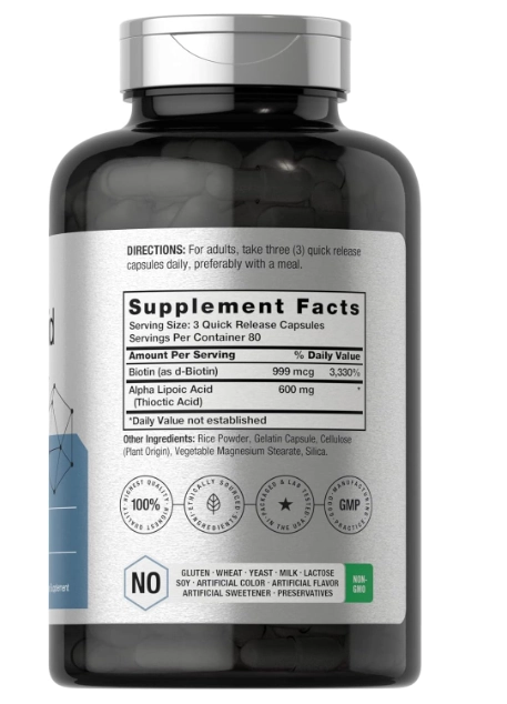 Ácido Alfa Lipóico, 600mg, 240 cápsulas, Horbaach