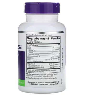 Extreme Omega, Sabor Limão, 1.200 mg, 60 Cápsulas, Natrol