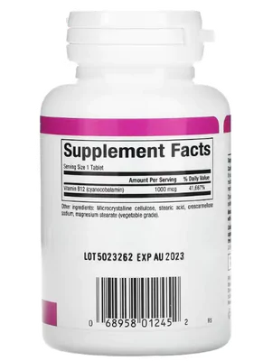 Vitamina B12, 1.000mcg, 60 comprimidos, Natural Factors