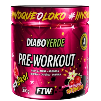 Pré Treino Diabo Verde, Pre-Workout Dip Loko, Sabores 300g, FTW