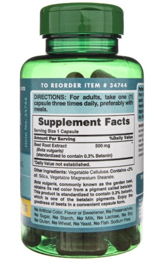 Beet Root Extract, Raiz de Beterraba 500mg, 90 Cápsulas, Cápsulas, Puritan's Pride
