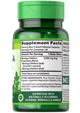 Moringa Oleifera, 6000mg, 60 Cápsulas, Nature's Truth