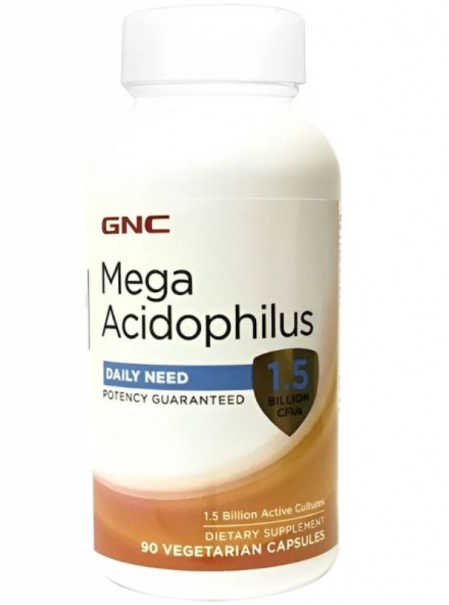 Mega Acidophilus 1.5 Bilhões, 90 cápsulas, GNC