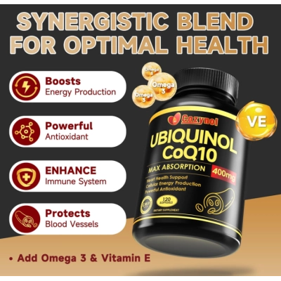 Ubiquinol CoQ10 400mg, 120 Cápsulas Máxima Absorção, Cozynol