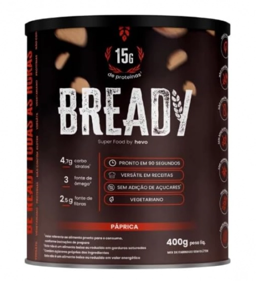 Bready Sabor Pàprica, Super Pão Proteico Low Carb Sem Glúten 400g, Hevo