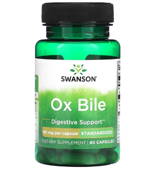 Ox Bile, 90mg, 60 cápsulas, Swanson