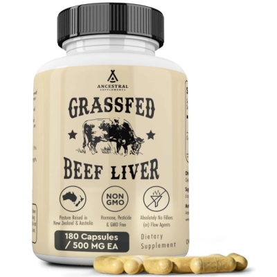 Grass Fed Beef Liver, Fígado de Boi Auxilia na produção de energia, desintoxicação e digestão, 180 Cápsulas, Ancestral Supplements