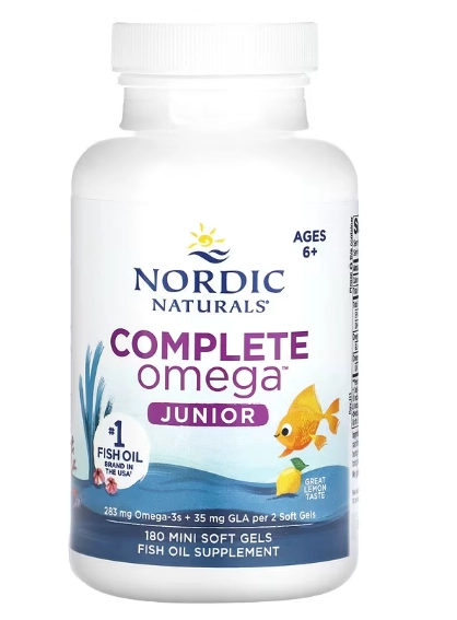 Complete Omega Junior 283mg, 180 Mini softgel Limão, Nordic Naturals