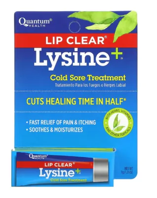 Lip Clear Lysine+, tratamento para herpes labial, 7g, Quantum Health