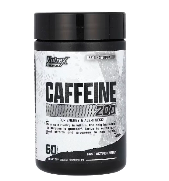 Caffeine 200, Cafeína 200mg, 60 Cápsulas, Nutrex