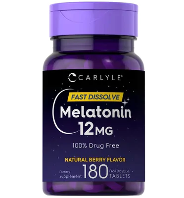 Melatonina 12mg, Fast Dissolve, 180 Comprimidos Sublinguais - Sabor Berry Natural, Carlyle