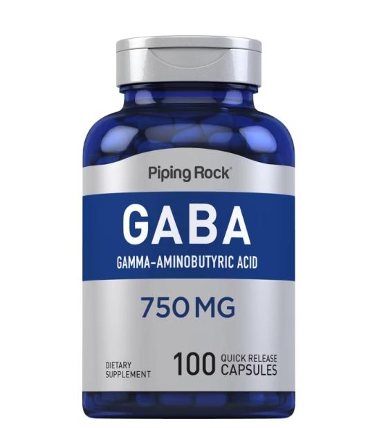 Gaba, 750mg, 100 Cápsulas, PipingRock