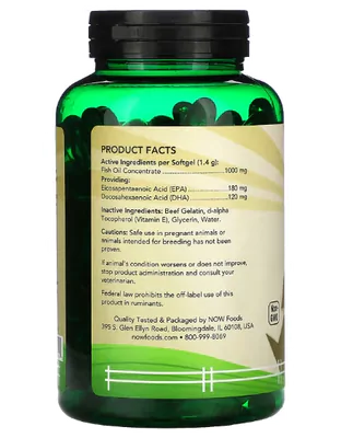 Suporte de ômega-3 Para Cães e Gatos, Great Fish, 180 cápsulas moles, Now Pets
