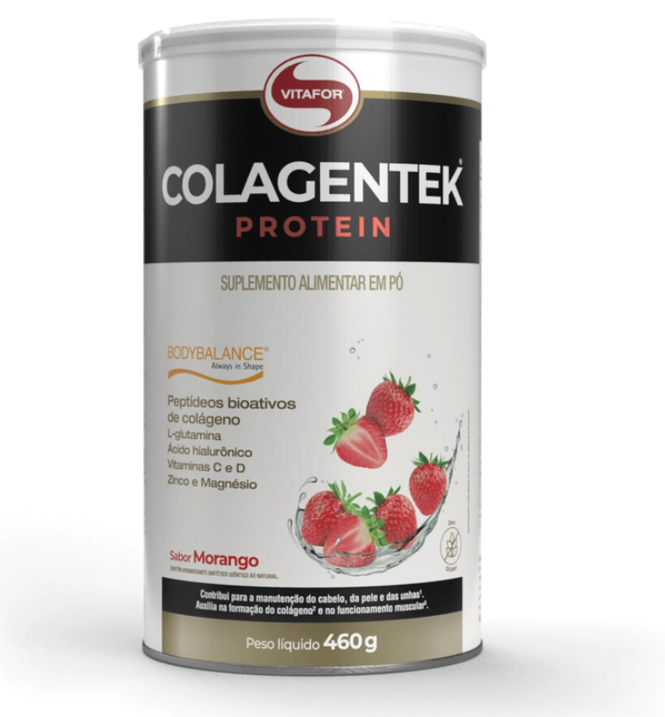 Colágeno Colagentek Protein, Bodybalance, 460g, Sabor Morango, Vitafor