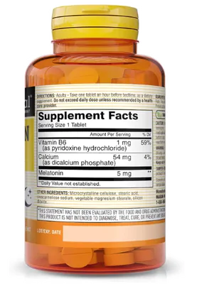 Melatonina 5mg, 60 Comprimidos, Mason Natural