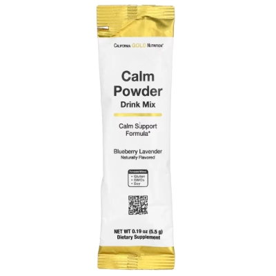 Calm Powder Drink Mix, Bebida em Pó com Potássio e  AminoCalm, L-Triptofano e L-Teanina, 20 Sachês, California Gold Nutr