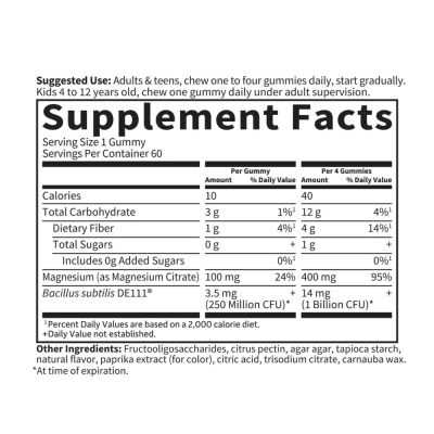 Magnésio com Pré e Probióticos, 40 Gomas, Sabor Framboesa, Garden of Life