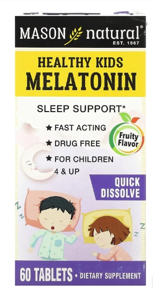 Melatonina 500mcg, 60 Comprimidos Solvíeis, Healthy Kids,  Mason Natural
