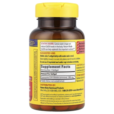 CoQ10, 200 mg, 80 Cápsulas, Nature Made