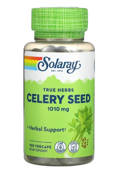 Celery Seed, Semente de Aipo, 505mg, 100 VegCaps, Solaray