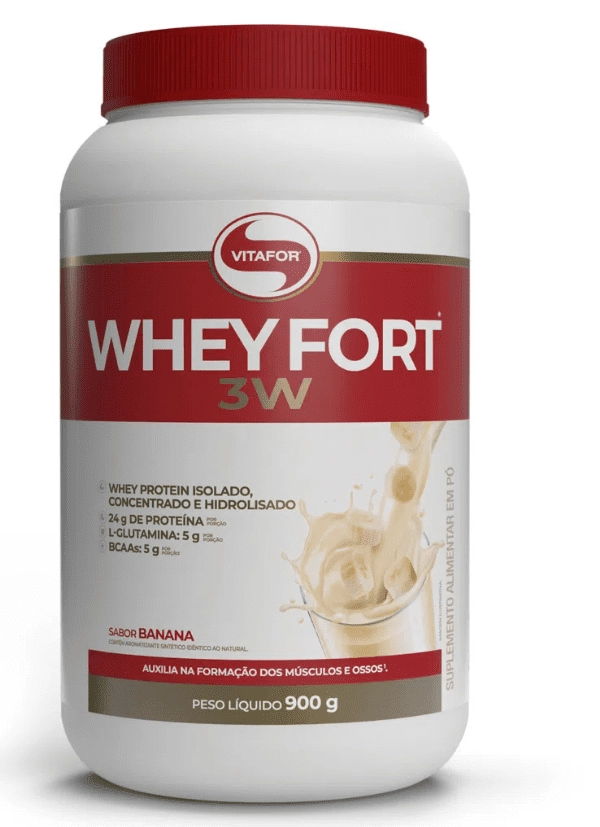 Whey Fort 3w, Sabor Banana, 900g, Vitafor