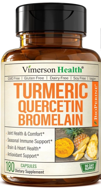 Turmeric com Quercetina e Bromelaína, 180 Cápsulas, Vimerson Health