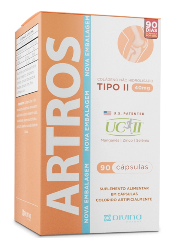 Artros Colágeno UC-II + Minerais, 90 Cápsulas, Divina Pharma