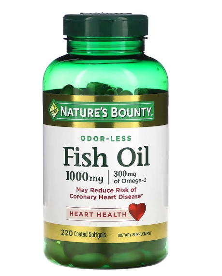 Ômega 3, Óleo de peixe Sem Cheiro, 1000mg, 220 Softgels, Nature's Bounty